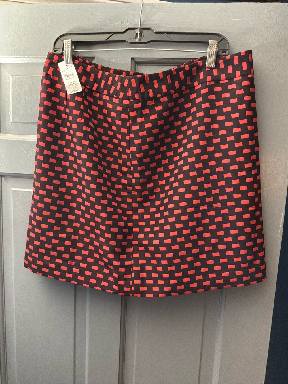 LOFT Black and Red Patterned Mini Skirt